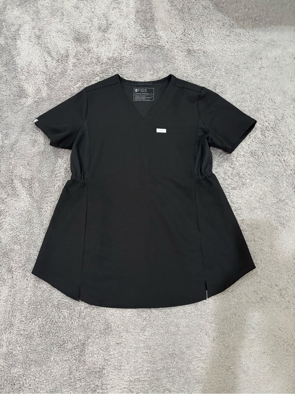 Small FIGS Maternity Black Scrub Top